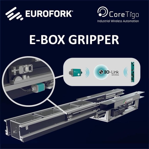 La soluzione per la movimentazione bilaterale nei magazzini automatici E-BOX GRIPPER di Eurofork sfrutta la tecnologia wireless 